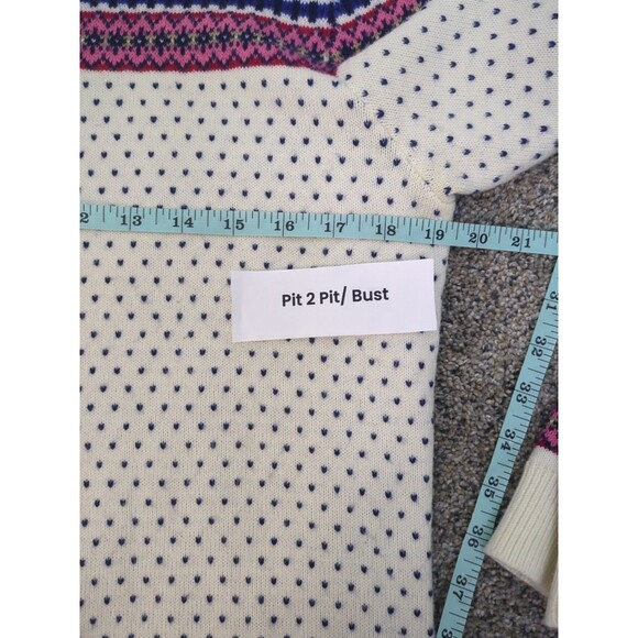 Talbot's Women's Cream Fair Isle Button Cardigan Grandmacore Nylon & Wool SZ L - Picture 11 of 13